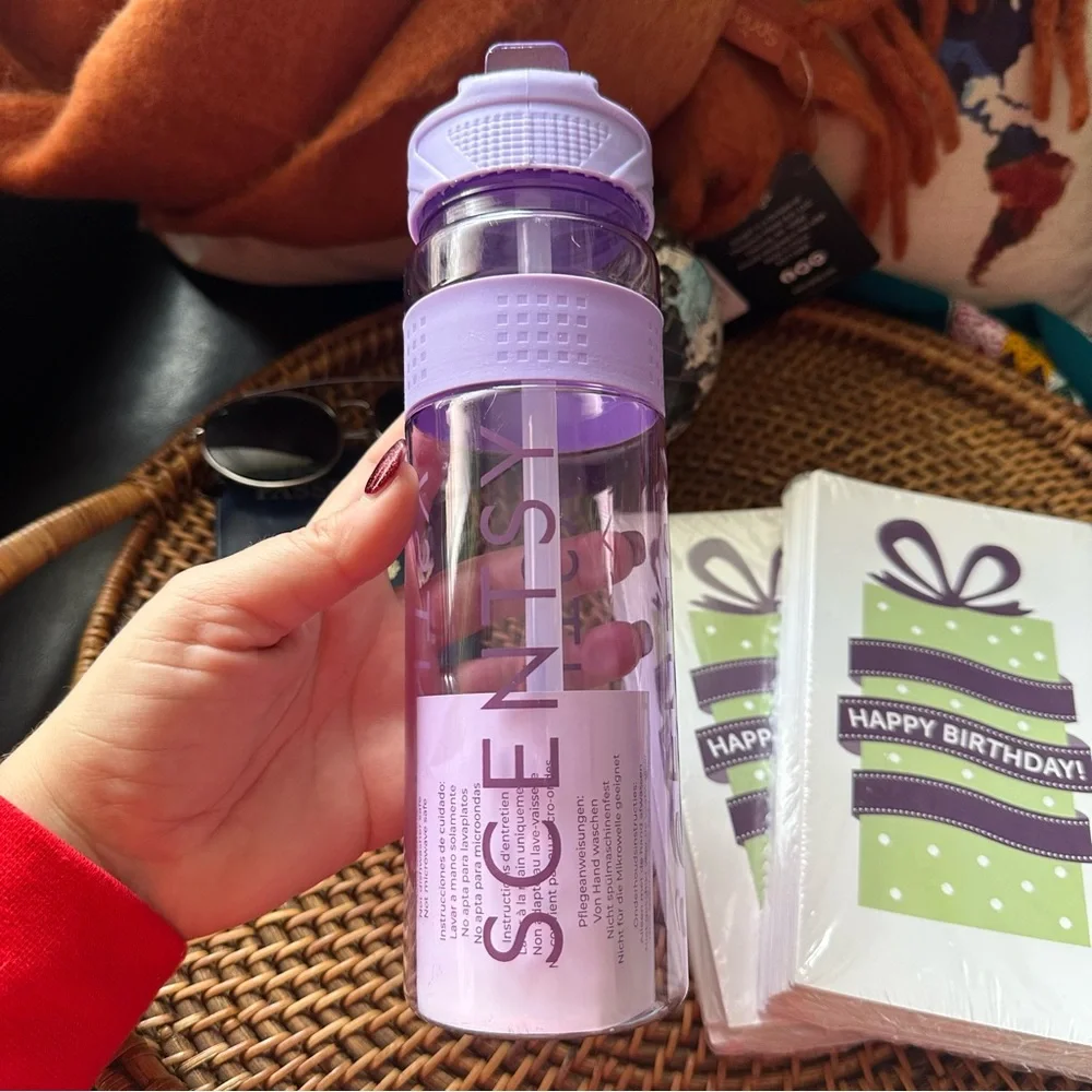 SCENTSY Branded Water Bottle and 2 Packs of SCENTSY Consultant Birthday Cards
